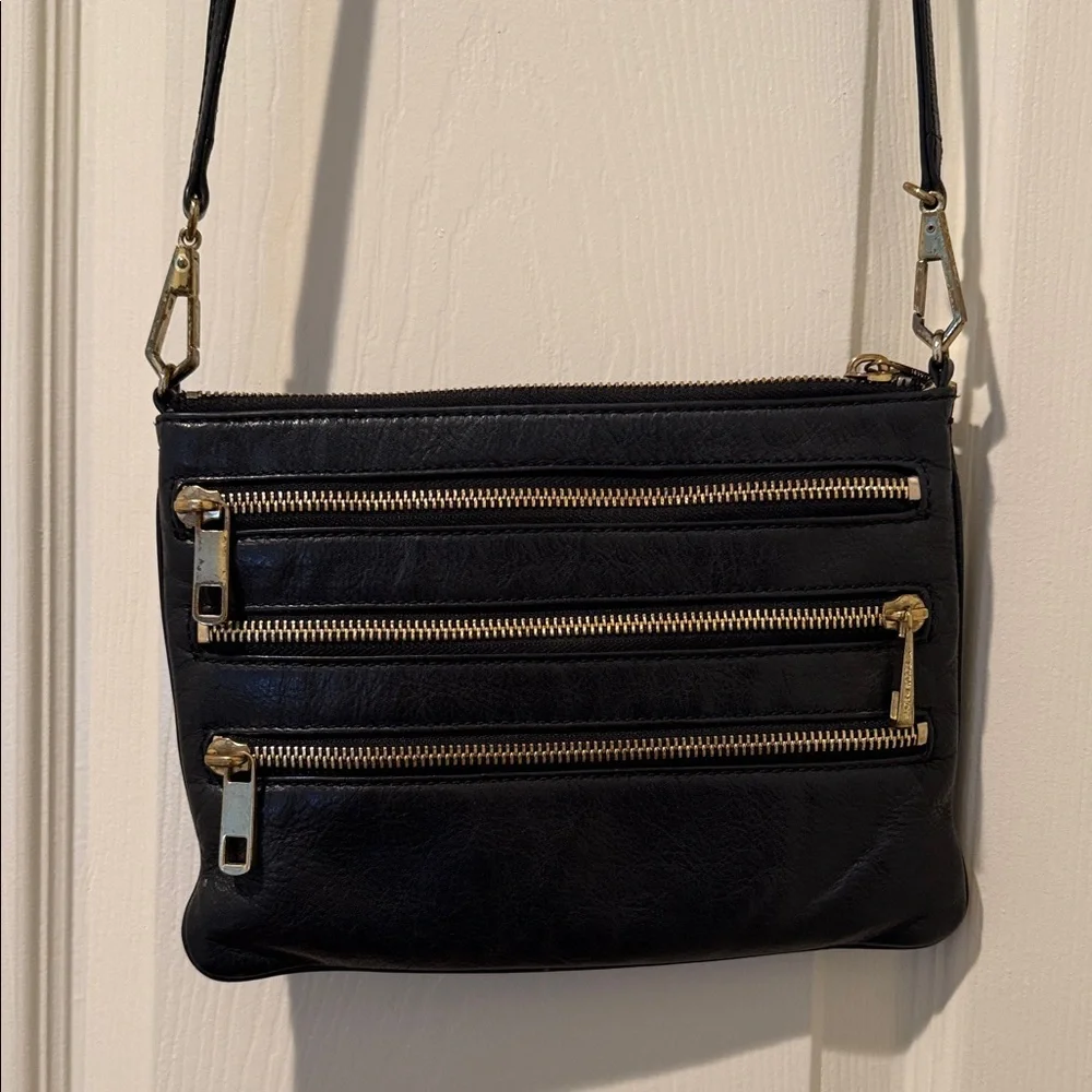 Vintage Rebecca Minkoff Black Leather Rockstar Elegant Crossbody Gold Hardware